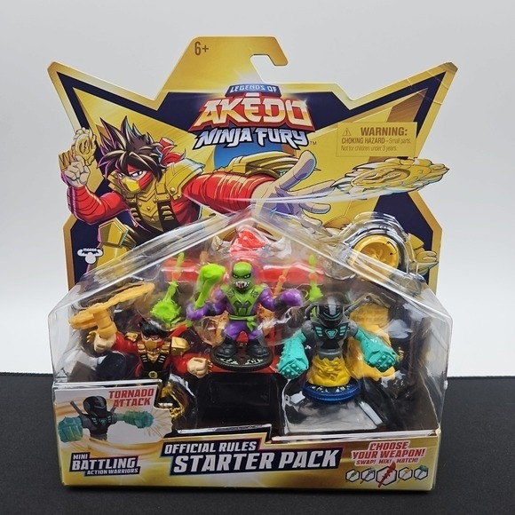 Legends Of Akedo Ninja Fury Official Rules Starter Pack 3 Mini Warriors Figures - Picture 1 of 2